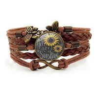 LLHCF Bracelet manchette tressé multicouche en cuir avec inscription « You Are My Sunshine » - Bijoux tendance pour fille et adolescente