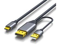 LLHCF Câble DisplayPort vers USB de type C 4K @ 60 Hz, fonction tactile pour moniteurs portables, ordinateurs portables, adaptateur de type aluminium avec écran tactile