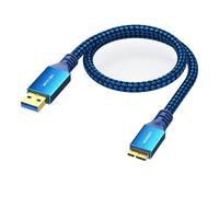 LLHCF Câble USB 3.0 à vitesse rapide vers microB 5 Gbit/s pour synchronisation de données et de chargement pour disques durs et périphériques USB