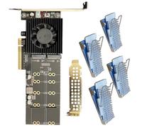LLHCF Carte d'adaptateurs NVMe PCIe4.0 à 4 baies avec reconnaissance directe du lecteur - Pas de configuration du BIOS requise - Opérations à pleine vitesse - Carte de stockage compatible PCIe