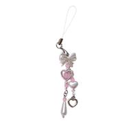 LLHCF Chaîne de téléphone avec nœud mignon - Ornement en forme de cœur - Pendentif pour téléphone portable - Ornement de sac pour femme