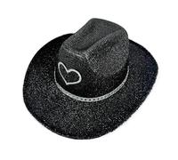 LLHCF Chapeau tendance à large bord pour femme avec paillettes étincelantes pour boîte de nuit et cosplay, accessoire de mode assorti, Noir , taille unique