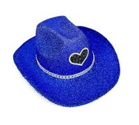 LLHCF Chapeau tendance à large bord pour femme avec paillettes étincelantes pour boîte de nuit et cosplay, accessoire de mode assorti, bleu, Taille unique