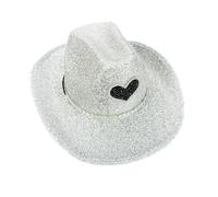 LLHCF Chapeau tendance à large bord pour femme avec paillettes étincelantes pour boîte de nuit et cosplay, accessoire de mode assorti, Argenté., taille unique