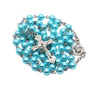 LLHCF Chapelet en perles avec croix de 6 mm - Bijoux sacrés - Ornements pour anniversaire, mariage, festival, fête - Accessoires de foi