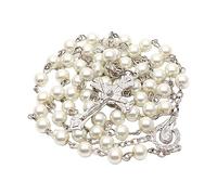 LLHCF Chapelet en perles avec croix de 6 mm - Bijoux sacrés - Ornements pour anniversaire, mariage, festival, fête - Accessoires de foi