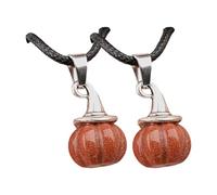 LLHCF Collier à breloques en forme de citrouille en agate naturelle pour homme et femme - Cordon noir pour fête d'Halloween, taille unique, Comme décrit, Comme décrit.