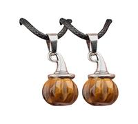 LLHCF Collier à breloques en forme de citrouille en agate naturelle pour homme et femme - Cordon noir pour fête d'Halloween, taille unique, Comme décrit, Comme décrit.