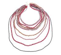 LLHCF Collier tendance à pompons en cascade fait à la main avec perles multicouches pour femme, élégant pour les fêtes et les vacances, bijoux vintage à pompons