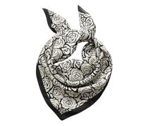 LLHCF Écharpe en soie pleine fleur élégante châle carré foulard accessoire de mode 70 x 70 cm taille pour femmes diverses occasions écharpe camélia, Noir , Taille unique