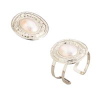 LLHCF Élégant ensemble de bagues ovales et de bagues exagérées, accessoires tendance pour femme pour le quotidien ou les soirées, fer et fausses perles, taille unique, Comme décrit