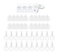 LLHCF Élégant ensemble de cadeaux de baptême pour bébé avec croix perles porte-clés pour mariage et douches jetons avec sacs en organza Accessoires de baptême