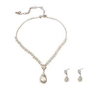 LLHCF Ensemble collier et boucles d'oreilles en strass - Accessoire de mariage tendance - Bijoux élégants pour fêtes