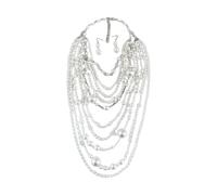 LLHCF Ensemble collier et boucles d'oreilles modernes avec perles complexes pour les occasions spéciales et les tenues quotidiennes