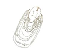 LLHCF Ensemble collier et boucles d'oreilles modernes avec perles complexes pour les occasions spéciales et les tenues quotidiennes