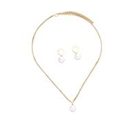 LLHCF Ensemble collier et boucles d'oreilles tendance en alliage texturé pour femme - Convient pour diverses occasions
