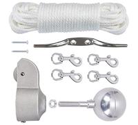 LLHCF Ensemble d'accessoires de mât de drapeau robuste avec boule anodisée de 7,6 cm et poulie en nylon de 5,1 cm pour mât de drapeau d'extérieur de 4,1 à 5,1 cm résistant aux intempéries