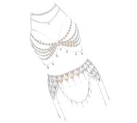 LLHCF Ensemble de bijoux de corps tendance avec soutien-gorge en strass et chaîne de ventre, accessoire portable pour un look tendance et élégant pour femme