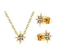 LLHCF Ensemble de boucles d'oreilles et collier tendance en acier inoxydable avec pendentif étoile pour femmes et filles