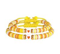 LLHCF Ensemble de bracelets d'amitié flexibles et extensibles en argile douce, bracelets réglables, bijoux légers pour meilleure amie, bijoux en argile douce pour femme, taille unique, Comme décrit