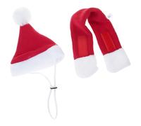 LLHCF Ensemble de costume en polaire douce pour animal domestique avec bonnet de Père Noël et écharpe