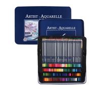 LLHCF Ensemble de crayons de couleur dans un étui en métal avec pinceau, crayon aquarelle portable pour coloriage, croquis, outils de dessin créatifs