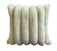 LLHCF Housse de coussin décorative à larges rayures imitation poils de lapins en tissu doux pour décoration de la maison
