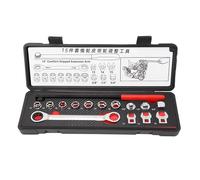 LLHCF Kit d'outils de réglage de poulie de renvoi de 15 pièces pour l'entretien de la courroie de voiture avec tige d'extension, ensemble de clés d'extension