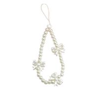 LLHCF Lanière de téléphone élégante pour téléphone - Perles - Pendentif en forme de nœud - Texture acrylique - Accessoire de téléphone