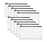 LLHCF Lot de 10 trousses à crayons multifonctionnelles en toile pour étudiants - Pour cosmétiques, articles scolaires, blanc