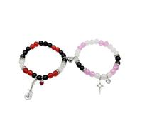 LLHCF Lot de 2 bracelets assortis gothiques en forme d'araignées en forme de cœur pour homme et femme