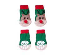 LLHCF Lot de 2 paires de chaussettes de protection pour chien Motif pattes de chien Avec motif pattes pour l'extérieur Empêche le glissement