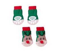 LLHCF Lot de 2 paires de chaussettes de protection pour chien Motif pattes de chien Avec motif pattes pour l'extérieur Empêche le glissement