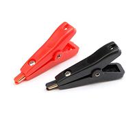 LLHCF Lot de 2 pinces de test à deux niveaux en cuivre plaqué or pour antenne Kelvin noir + rouge