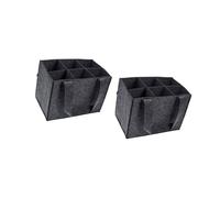 LLHCF Lot de 2 sacs fourre-tout robustes avec 6 emplacements de protection, base renforcée et doublure pour le transport de la bière de champagne (119 chars) en feutre avec poignée, gris, Taille