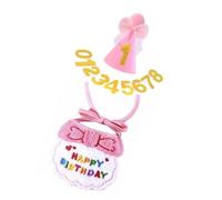 LLHCF Lot de 3 bavoirs et chapeaux d'anniversaire pour animaux de compagnie avec costume élégant pour photos et décorations de fête pratiques
