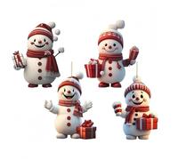 LLHCF Lot de 4 décorations de Noël en acrylique recyclable pour sapin de Noël, décoration de vacances stable et plate pour la maison, le bureau, affichage saisonnier, ornements de célébration en