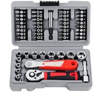 LLHCF Lot de 48 clés à cliquet multifonctions pour voiture, mécanique, couple manuel, boîte à outils pour la maison, tournevis électrique