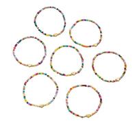 LLHCF Lot de 7 perles colorées extensibles pour femme - Réglables - Cadeau élastique - Bijoux pour femme