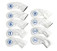 LLHCF Lot de 9 couvre-clubs de golf en cuir synthétique épais et étanche pour club de golf
