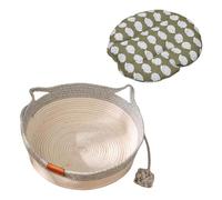 LLHCF Panier à gratter en corde de coton tissé avec motif de dessin animé, tapis d'oreille pour animal domestique, tapis d'intérieur rond en corde de coton pour chats
