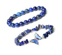 LLHCF Perles en pierre naturelle pour femme ornées d'une délicate breloque papillon pour un usage quotidien, rendez-vous, fête, rassemblement, cadeau de Noël, taille unique, Comme décrit