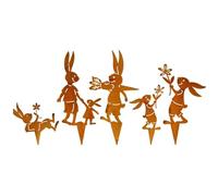 LLHCF Statuette de lapin rouillée de Pâques avec une belle apparence pour intérieur et extérieur, fournitures artisanales, jardin rouillé