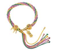 LLHCF Styles tibétains traditionnels tissés à la main avec des motifs Tara vert et dieu de la richesse pour un usage quotidien décontracté et porte-bonheur
