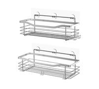 LLHCF Support de douche pratique en acier inoxydable, étagères adhésives pour l'organisation de la salle de bain, antirouille et économe en espace, support de douche mural