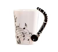 LLHCF Tasse à café en forme d'instrument de musique en forme de clarinette Tasse à café en céramique pour ami camping thé lait