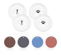 LLHQAMT Lot de 4 gamelles en céramique pour chat, motif os de poisson et pattes de chat, coussinets antidérapants, gamelles pour chat et petit chien