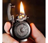 LLIANG Briquet vintage antique au kérosène - Briquet coupe-vent réutilisable - Cadeau d'anniversaire pour hommes papas et maris (noir)