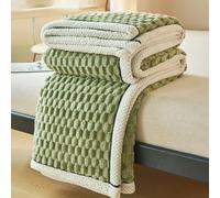 LLIDDAMES Couverture Polaire Couverture Chaude et Épaisse pour Canapé et Lit Couverture lestée Doux et Plaid Fausse Fourrure Plaid Chaude et Confortable pour Salon Camping Voyage(Green B,180 * 200cm)