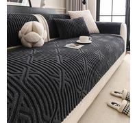 LLIDDAMES Couvre Canapé Antidérapant Housse de Canapé d’Angle Housse Canape 1 2 3 4 Place avec Accoudoirs Protection Canape Chat Chiens Anti Griffe en Chenille Sofa Cover(Black,90 * 210cm)